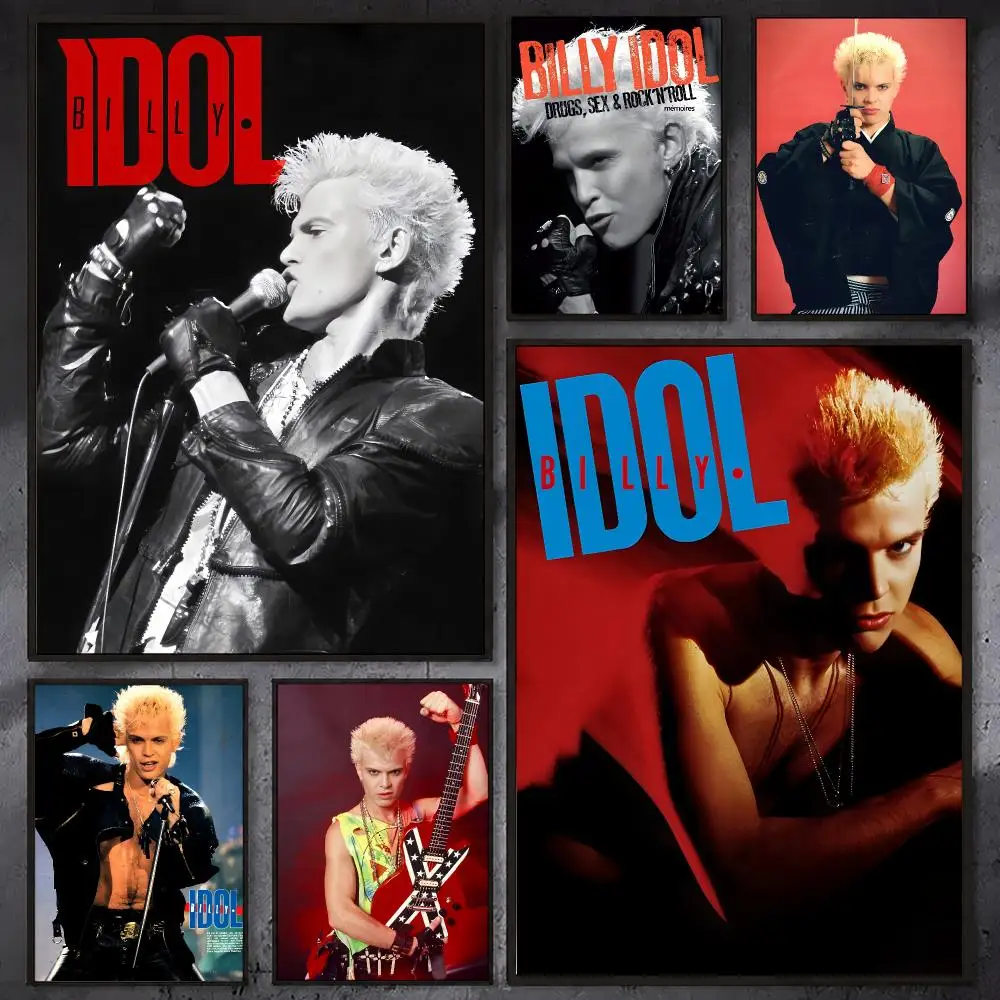 Rock Singer B-Billy I-Idol Poster Waterproof Sticky Wall Art Print For Bedroom Living Room Hallway Bar Home Decor