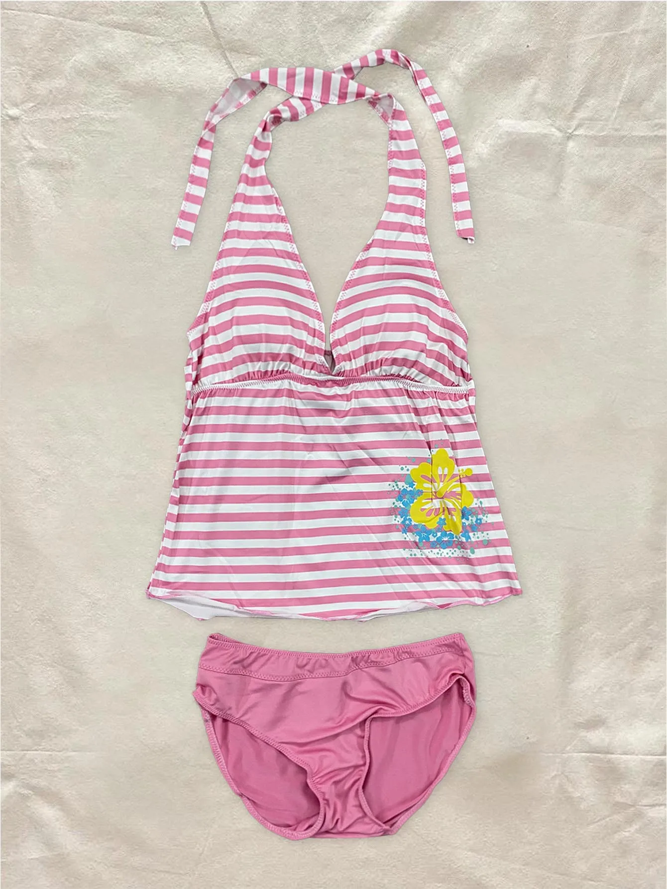 2026 new summer Y2K sexy hanging neck, backless slim fit striped set, beach vacation party, spicy girl, fashion trend suit