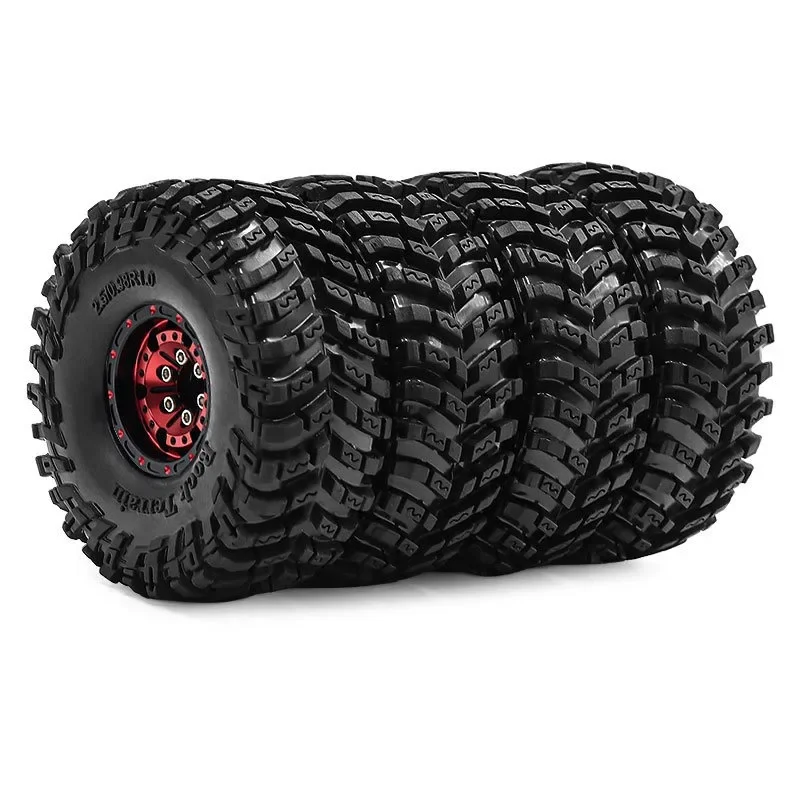 Black Coating Brass 1.0" Beadlock Wheel Tires Set for 1/18 RC Crawler Car Axial SCX24 AX24 TRX4M FCX24 - Image 3
