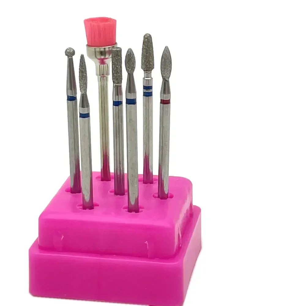 Jeu de forets à ongles en carbure de tungstène/céramique, accessoires de Machine de manucure, fraise, lime à ongles électrique, 7 pièces/boîte