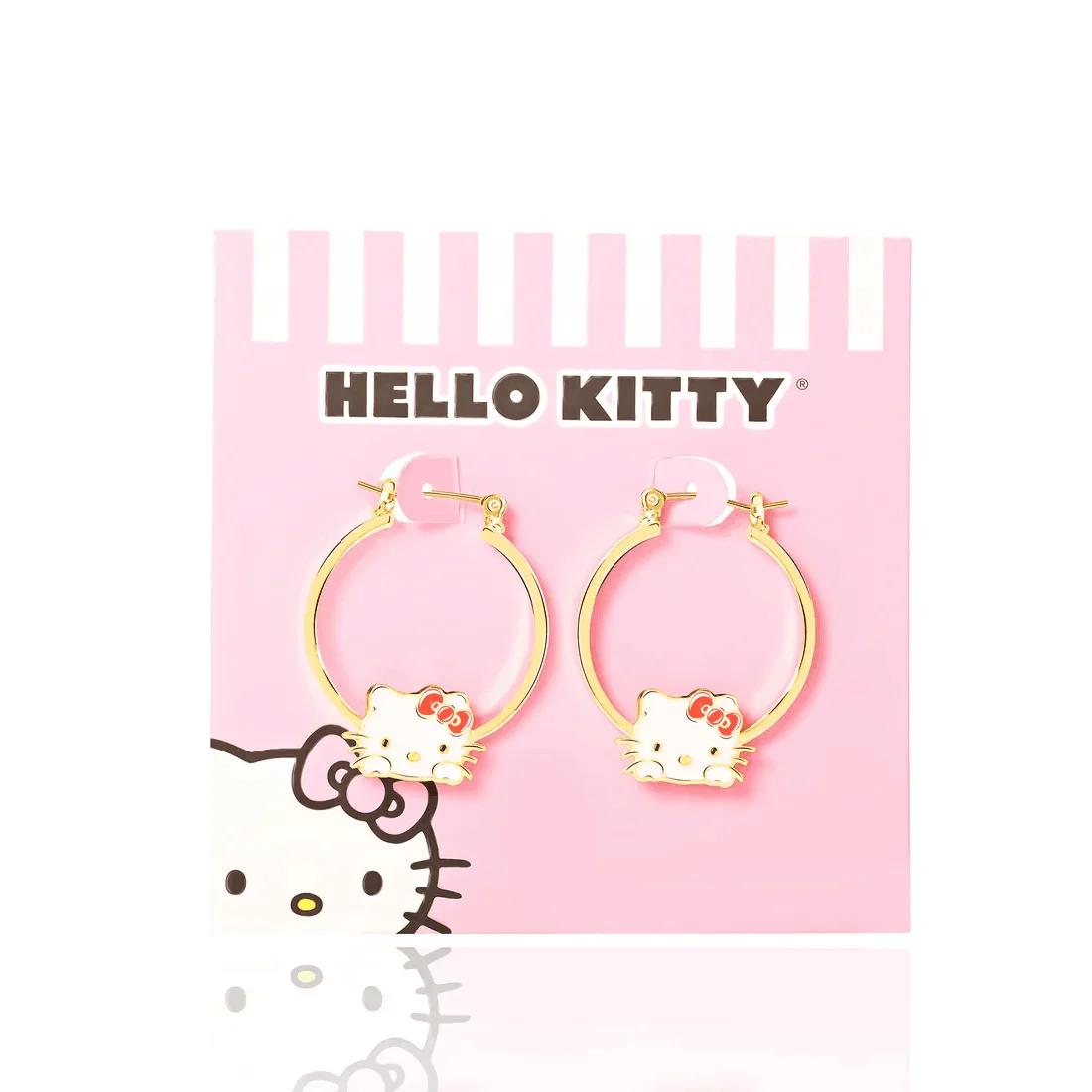 Cute Sanrio Hello Kitty Womens Hoop Earrings Gold Flash Plated and Enamel Cartoon Earrings Girls Birthday Gift Anime Accessories