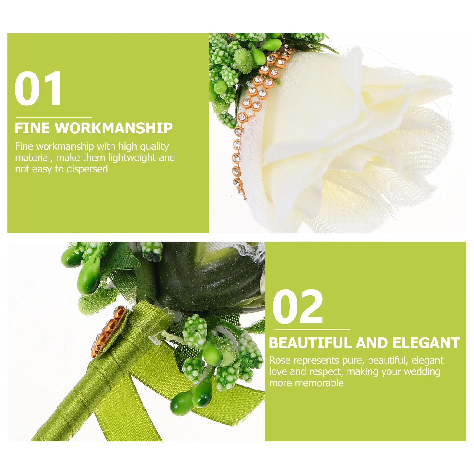 

4Pcs Artificial Rose Shaped Wedding Boutonniere Lightweight Groom Bridal Brooch Corsage Accessories Groom Boutonniere