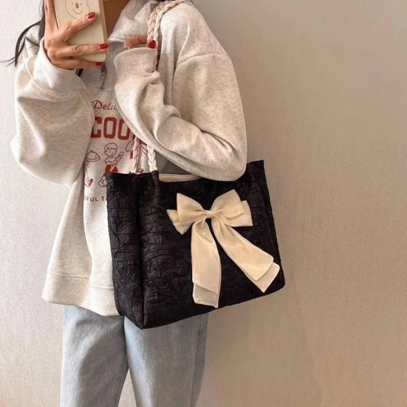 Tote Bags Women Bow Fashion Designed Students Elegant All-match Korean Style Handbags Commuter Streetwear Gentle Bolso Luxury