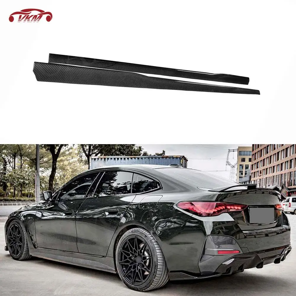 For BMW 4 Series i4 Sedan 2021+ Side Skirts Body Panel Lip Extension Splitter Winglet Side Skirts Rocker Panels Dry Carbon Fiber