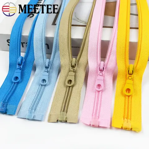 10Pcs Meetee 5# 70cm/80cm Nylon Zipper Single Open-End Auto Lock Zips for Jacket Sportswear Sew Zippers DIY Garment Zip Material