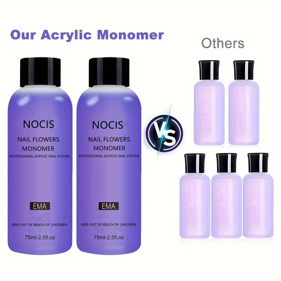 น้ำยาอะคริลิคสำหรับทำเล็บมืออาชีพ 75 มล. น้ำยาโมโนเมอร์แบบไม่มีกลิ่นสำหรับต่อเล็บอะคริลิค ชุดอุปกรณ์ทำเล็บคุณภาพระดับร้านเสริมสวย