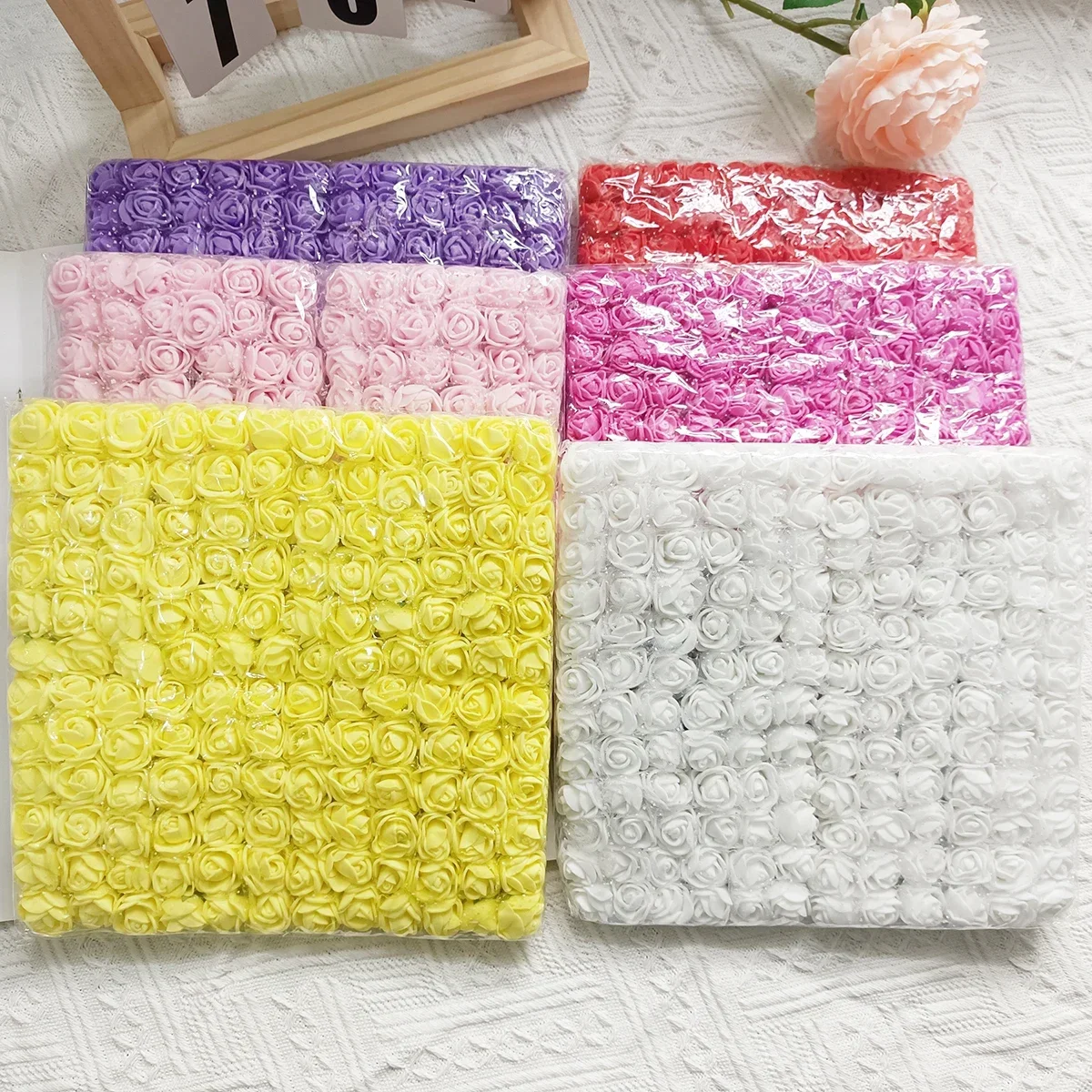 

144pieces 2cm Mini PE Rose For Foam Bear Artificial Flower Head DIY Wreath Wedding Party Valentine's Day Gifts Decoration
