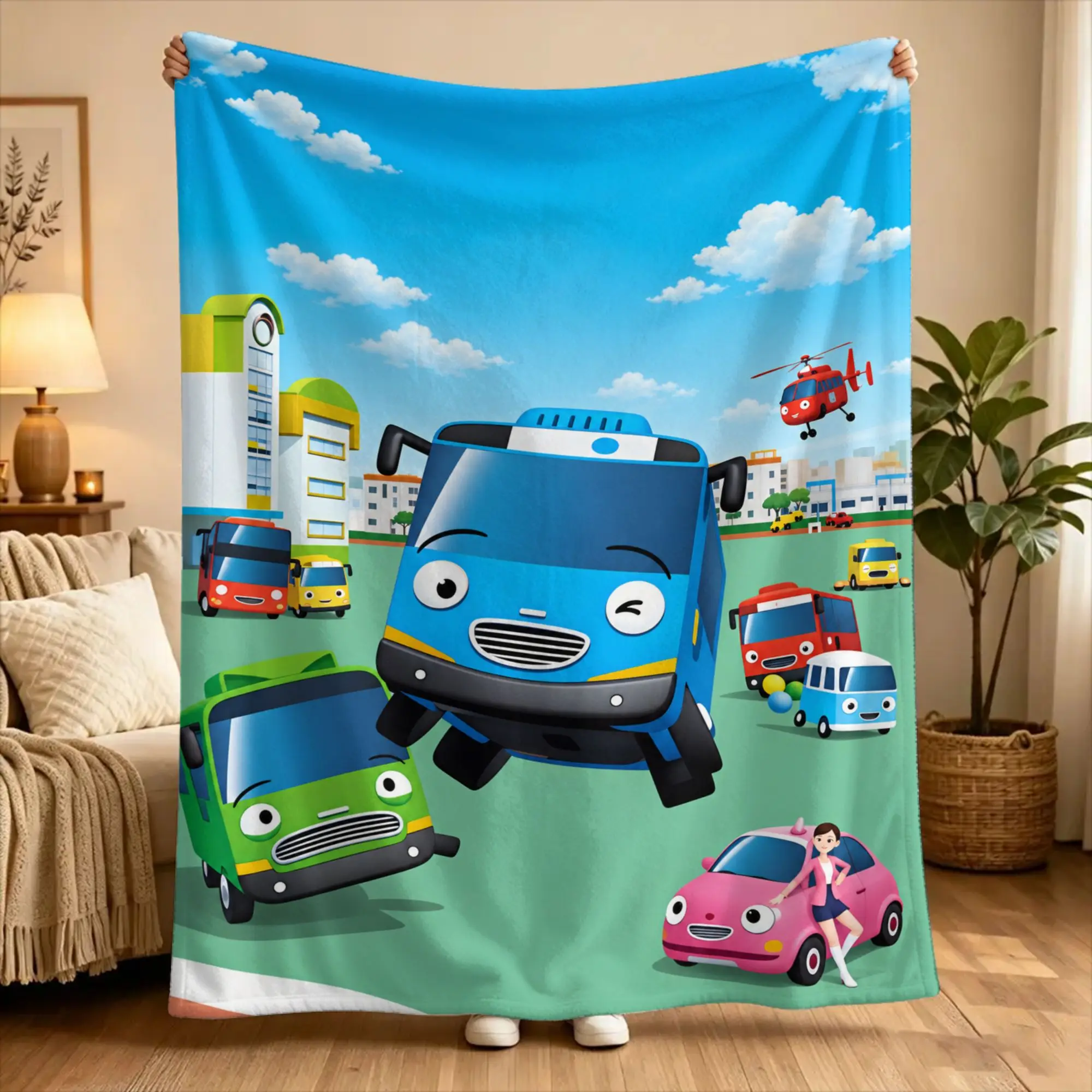 T-Tayo the L-Little Bus  Blanket Quality Super Soft  Throw Blanket Autumn Airplane Travel Living Room Graphic Bedspread