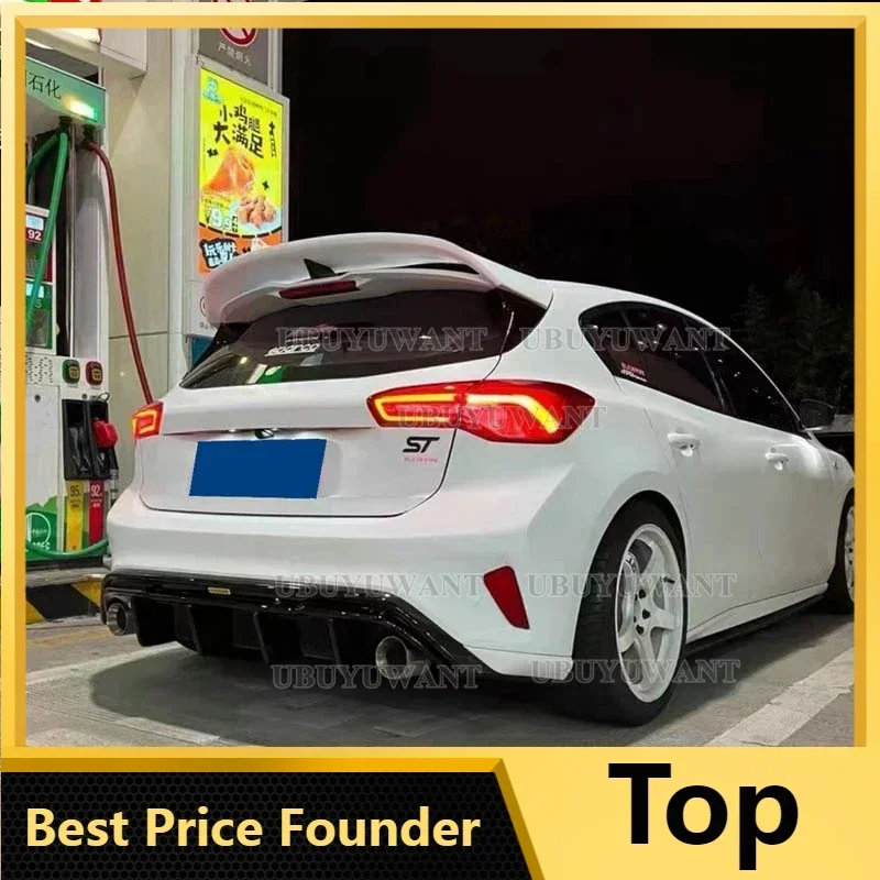 For Focus ST Line Hatchback Sports Spoiler Extension Cap Tail ABS Texture Bright Black Special Vehicle Supplies 2019 2021 2022