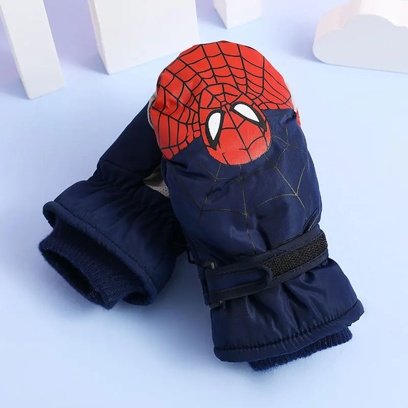 قفازات الرجل العنكبوت للأطفال شتاء دافئ مقاوم للماء مبطن بالقطيفة للأولاد والبنات قفازات التزلج في الهواء الطلق وركوب الدراجات والطقس البارد #4