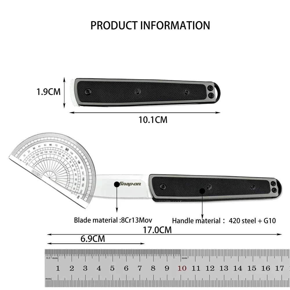 CR Snap on.7190 Outdoor Pocket Folding Knife 8Cr13Mov Steel Blade 420 Steel Inlay G10 Handle Portable Tactical EDC Tool