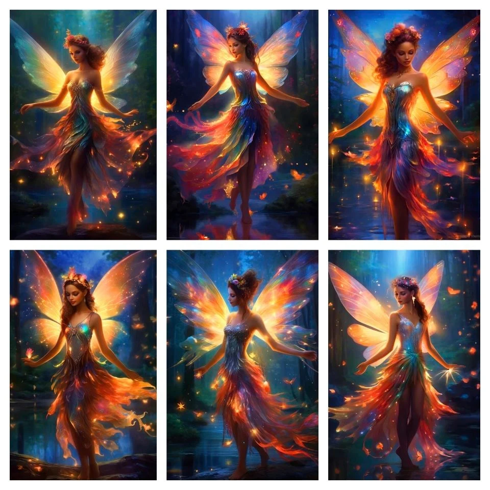 2024 New Arrivals 5D DIY Diamond Painting Butterfly Girl Diamond Mosaic Cross Stitch Kits Portrait Art Embroidery Home Decor 001