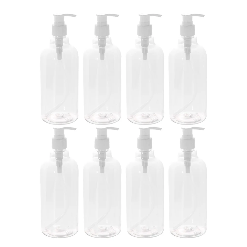 8 مجموعة 500 مللي زجاجات فارغة قابلة لإعادة الملء موزع سائل قابل لإعادة الاستخدام للشامبو هلام الاستحمام صابون اليد زيت طبيعي شفاف #2