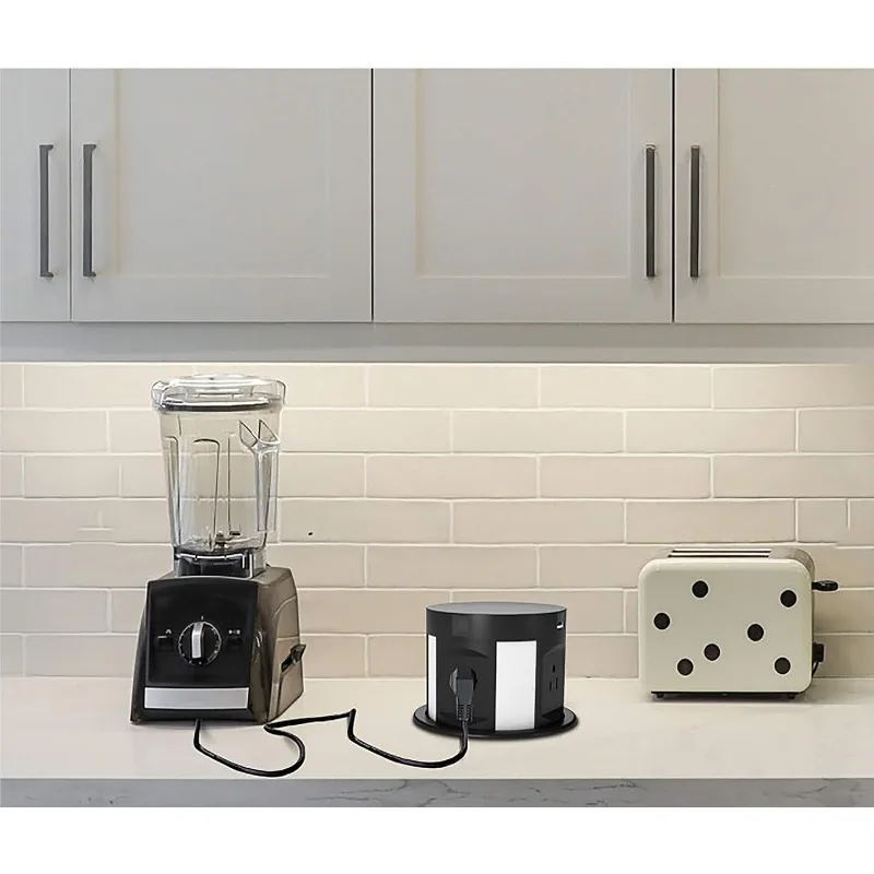 Automatic Pop Up Outlet For Countertop, Recessed Power Strip With 4 AC Outlets, 2 USB A, 2 USB C Pop Up Socket, Wireless Charger
