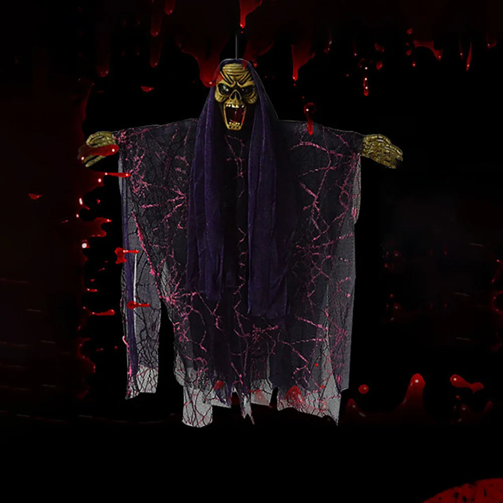 

Hanging Ghost Halloween Decoration with Glowing LED Eyes Sound Effects for Haunted House Bar Ktv Stage Party