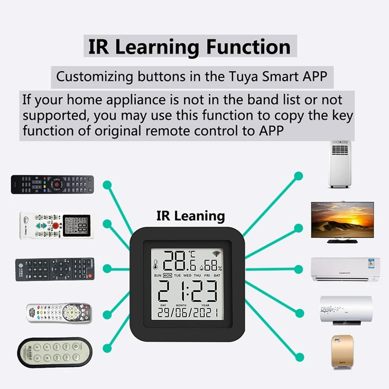 Hot Tuya Smart Universal IR Remote With Temperature Humidity Sensor For Air Conditioner TV AC Alexa,Google Home Yandex