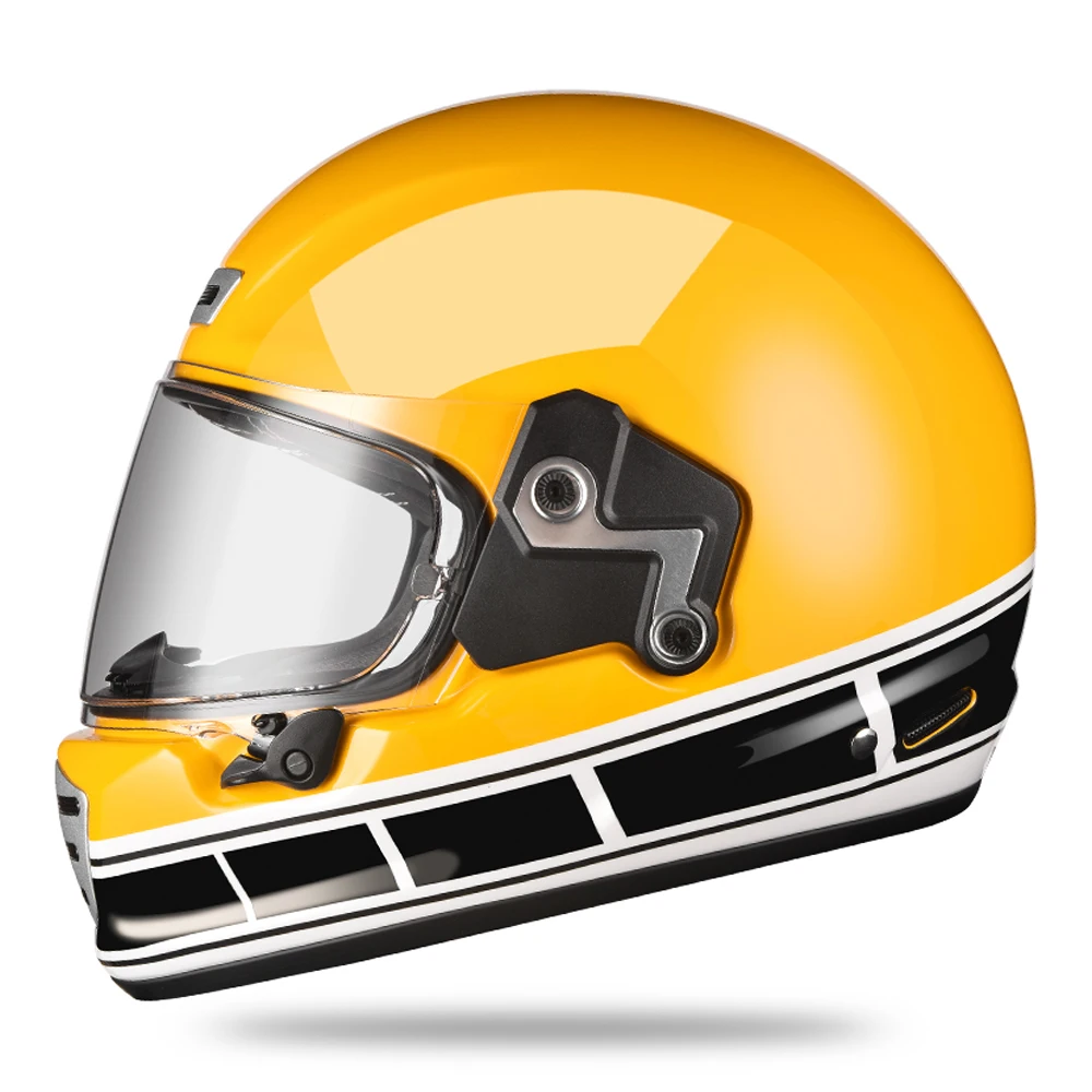 Yellow Black Anti-Fall Motocross Vintage Helmet Wear-Resistant Motorcycle Kask Breathable Head Protection Full Face Biker Helmet