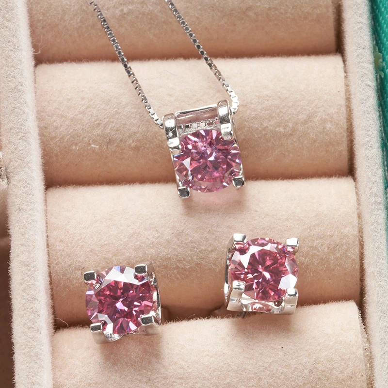JoyceJelly 3ct D Clolor Echter Moissanit Schmuck Sets Damen Sterling Silber 925 Ohrringe Halskette Für Frauen Braut Set Geschenke – Detail 5