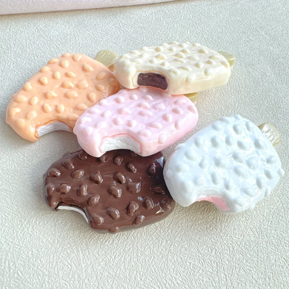 3pcs Cute Popsicle Charms Flat Back Resin Strawberry Chocolate Ice Cream Pendants for DIY Hairpin Key Chain Jewelry Crafts