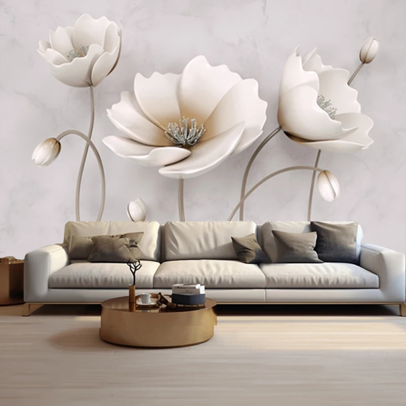 

Пользовательские 3D цветы мраморные обои современный домашний интерьер фреска для гостиной спальни офиса домашний декор фоновая живопись