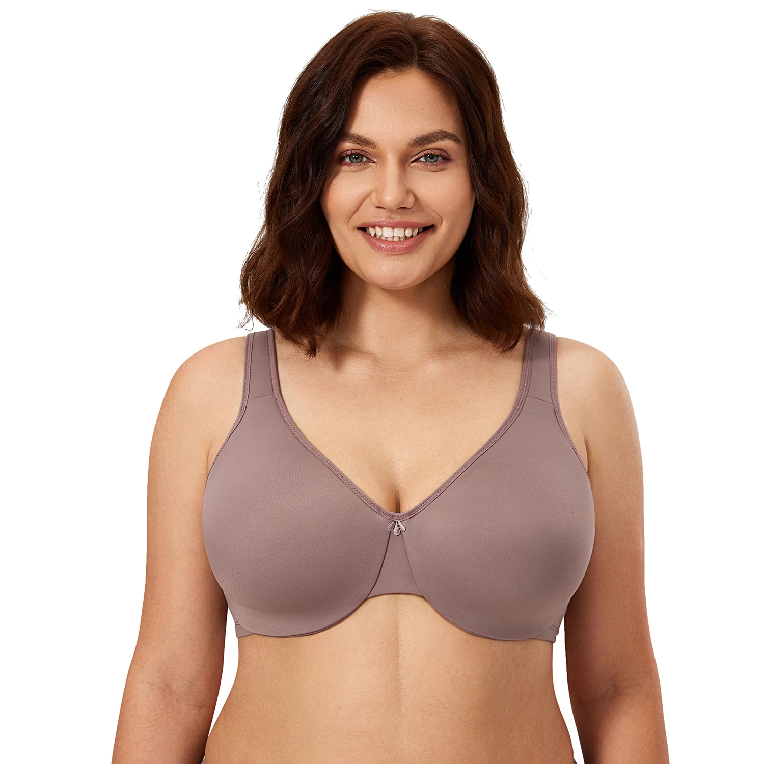 Delimira Women\'s Seamless Full Coverage Underwire Smooth Minimizer Bra Plus Size D DD E F