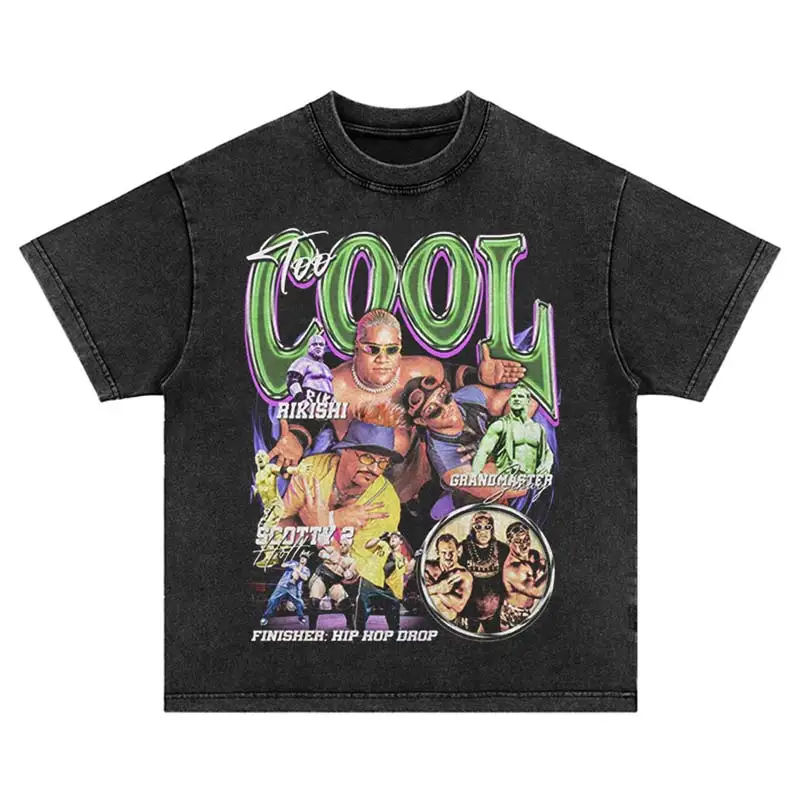 Vintage T-Shirt Hip Hop Oversized Harajuku Washed Fashion Basketball Snake Printed Tshirt Streetwear Cotton Leisure Short Sleeve