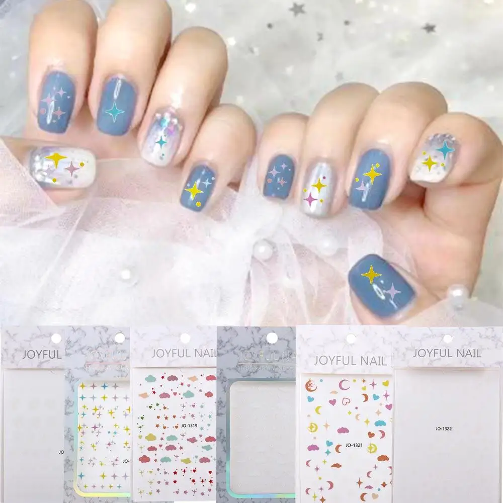 

Self Adhesive Nail Stickers Manicure Decals Nails Art Decorations 3D Star Moon Heart Clouds Pattern Design Wraps Slider