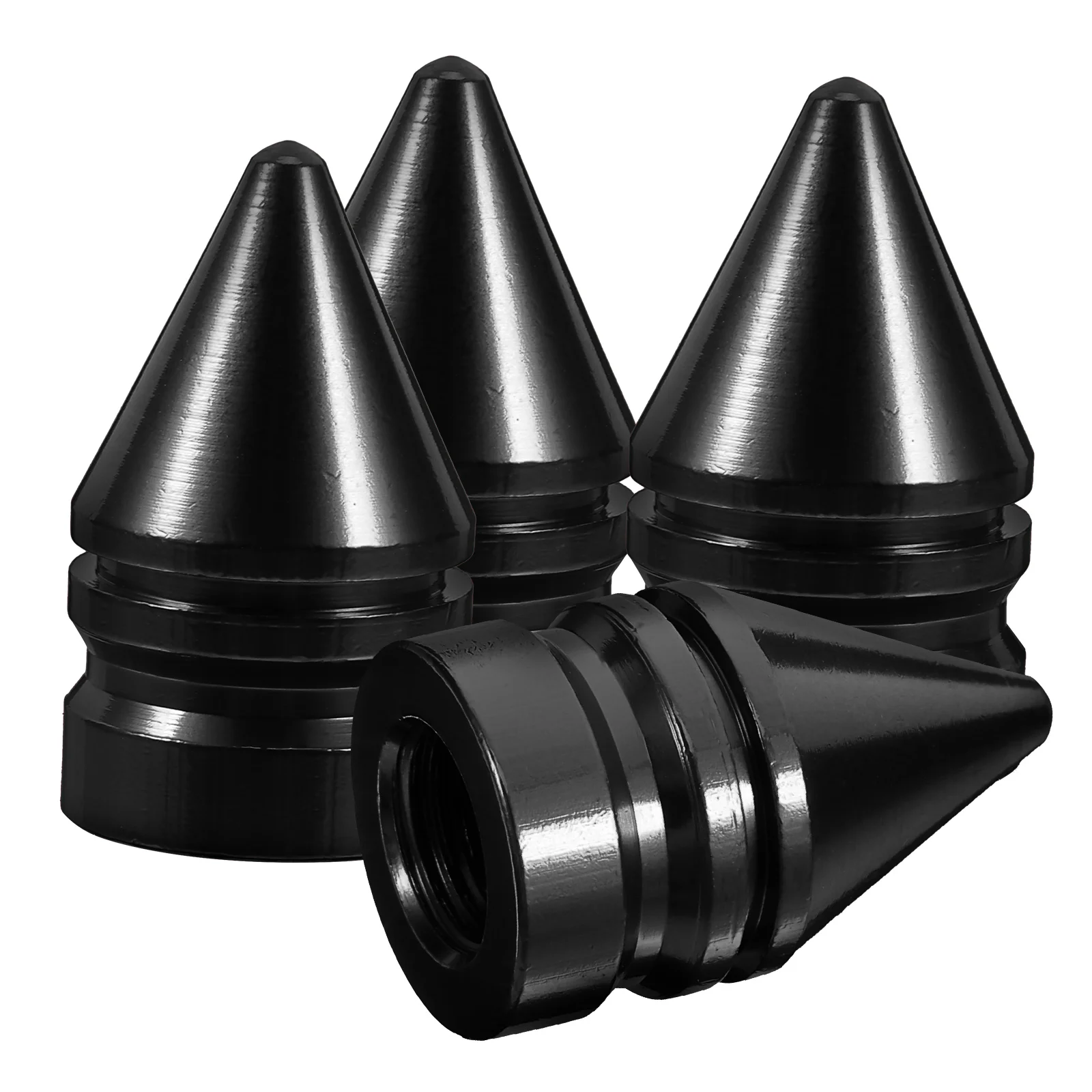 

4pcs Aluminum Alloy Tire Valve Caps Cone Shape Universal Cap Car Motorcycle Sturdy Durable Bright Color Accessories