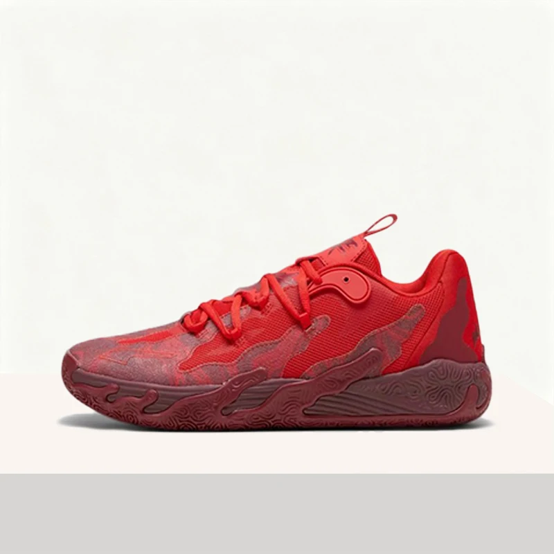 

Мужские баскетбольные кроссовки Puma MB.03 красного цвета с низким верхом: стильные, уникальные, модные, амортизирующие, нескользящие и долговечные 310519-02