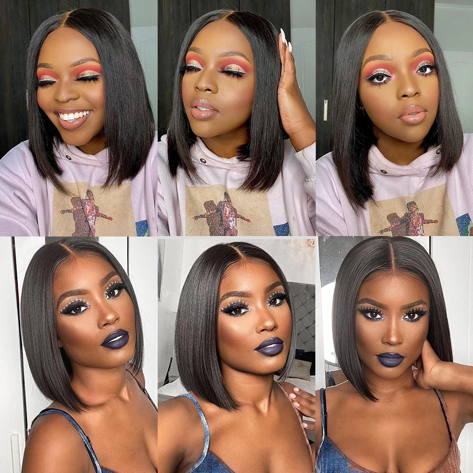 Short Bob Wigs Double Drawn Wear To Go Glueless Vietnamese Straight Wig Human Hair Lace Front Raw Indian 13x4 Hd Lace Bob Wigs