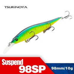 TSURINOYA 서스펜션 미노우 저크베이트, 오로라 98SP, 최대 2.2m 하드 베이트, 전문 파이크 배스, 인공 낚시 루어, 98mm, 10g