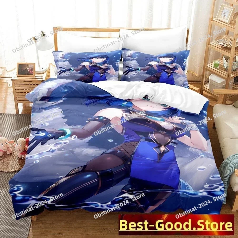 Personelity New Game Yelan Genshin Impact Bedding Set Printed single Comforter Duvet Cover Pillow Case 3 Pieces Kids Adult Size