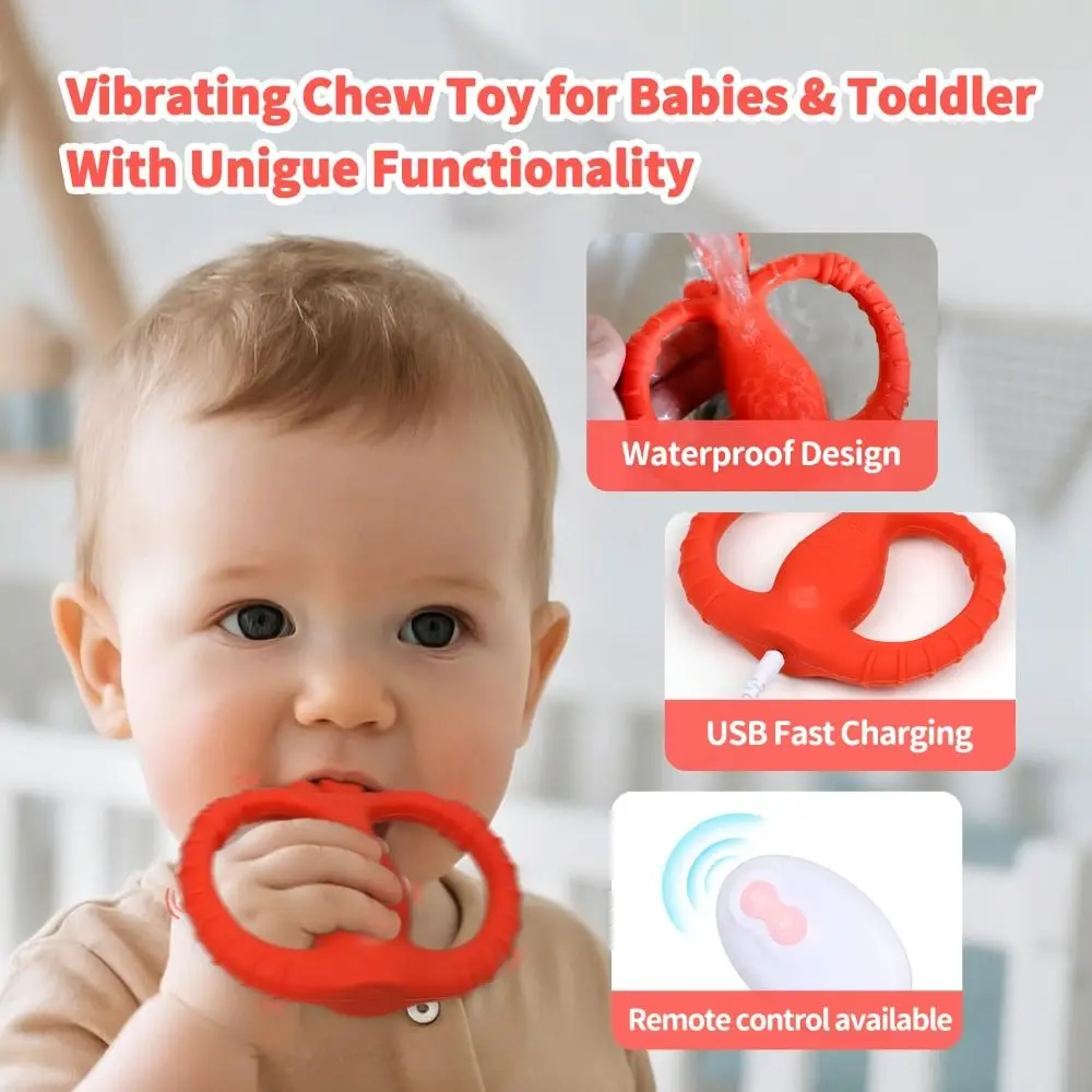 عضاضة تهتز على شكل فاكهة من السيليكون بدرجة الطعام، أوضاع اهتزاز 10 سرعات، لعبة حسية مطاطية ناعمة مع جهاز تحكم عن بعد