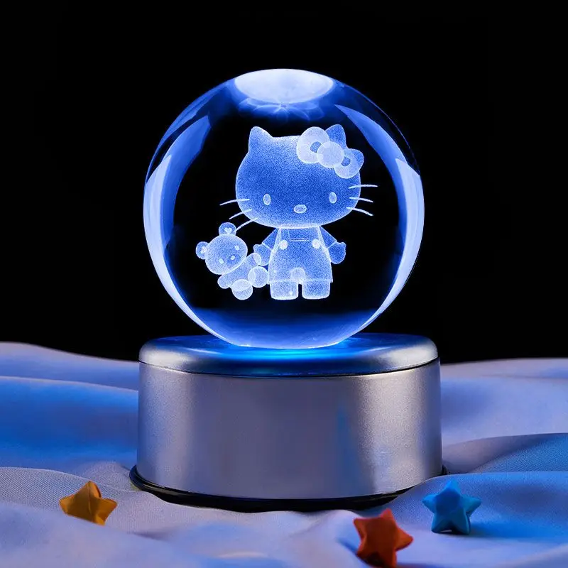 Hello Kitty อะนิเมะอุปกรณ์ต่อพ่วงสร้างสรรค์การ์ตูนแกะสลักมูลค่าเดสก์ท็อปเครื่องประดับ Dimming ห้องนอน Night Light แฟนของขวัญ