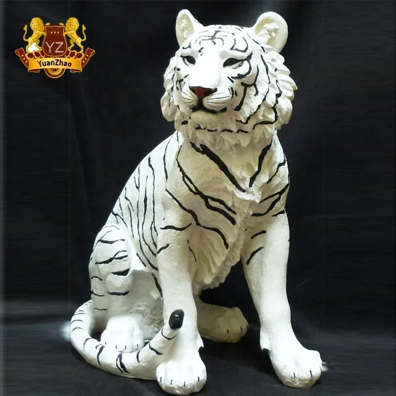 For Sale Life - Size Rest Tiger Resin Sitting Pose Statue Bengal Tiger Fiberglass Mascot Ornament with Stunning Look