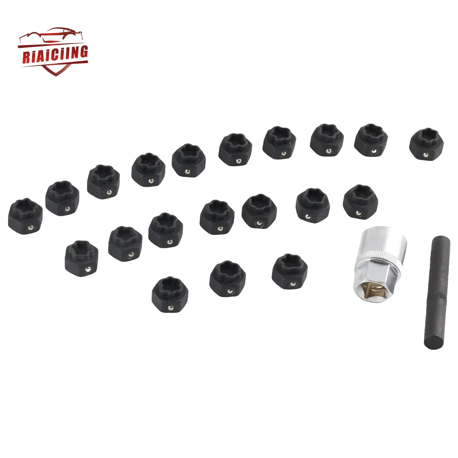 

A Must-have for BMW! 22 Pcs Wheel Locking Lug Nut Key Anti-theft Tool Set, with Removal Socket
