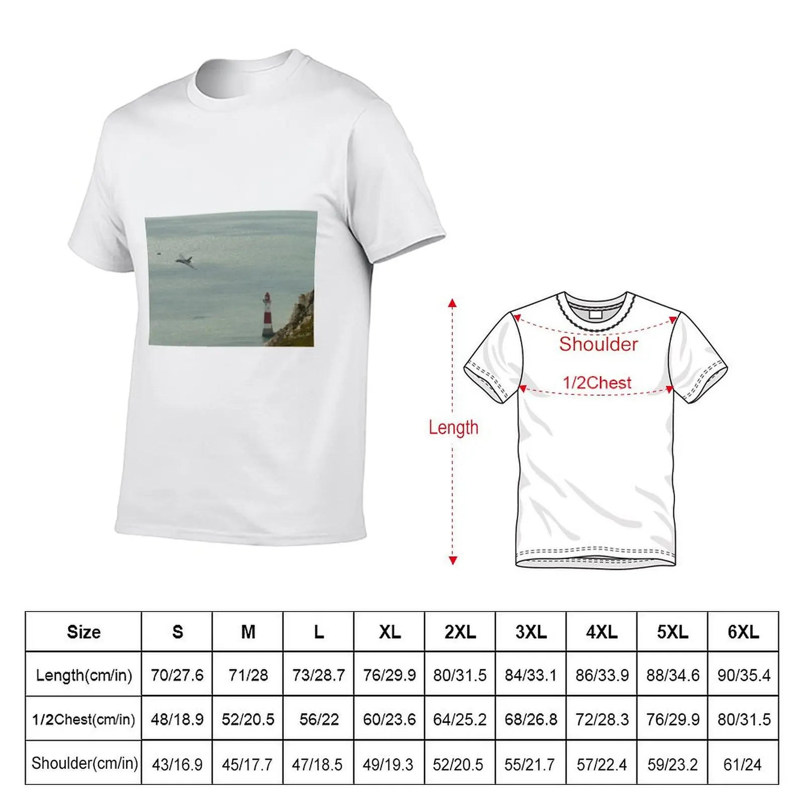 RAF Vulcan over Beachy Head Lighthouse T-Shirt oversized graphic tee custom shirt fitted t shirts for men