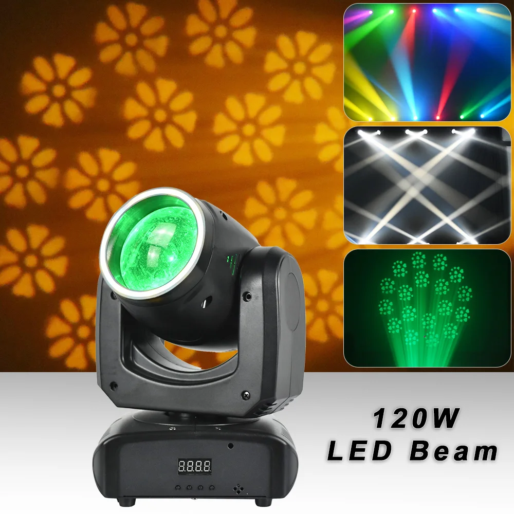 

120W LED Beam Moving Head Stage Ligthing With RGB Strip 18 Prisms Equipment DMX512 Control Lighting For Dj Disco Home Party Lamp