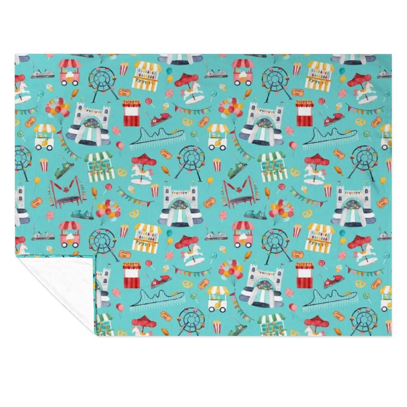 

Amusement Park Watercolor Carnival Throw Blanket Thermal Plush bed plaid Blankets
