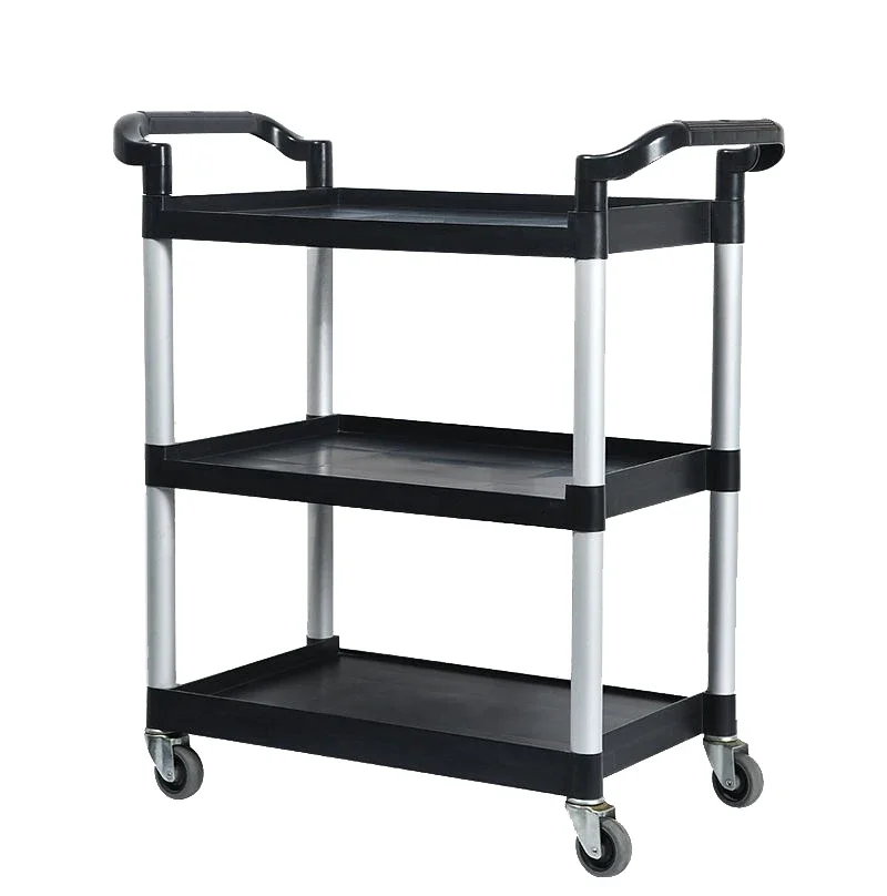 3-tier Utility Cart Trolley Heavy Duty Service Trolley Plastic Utility Cart For Restaurant