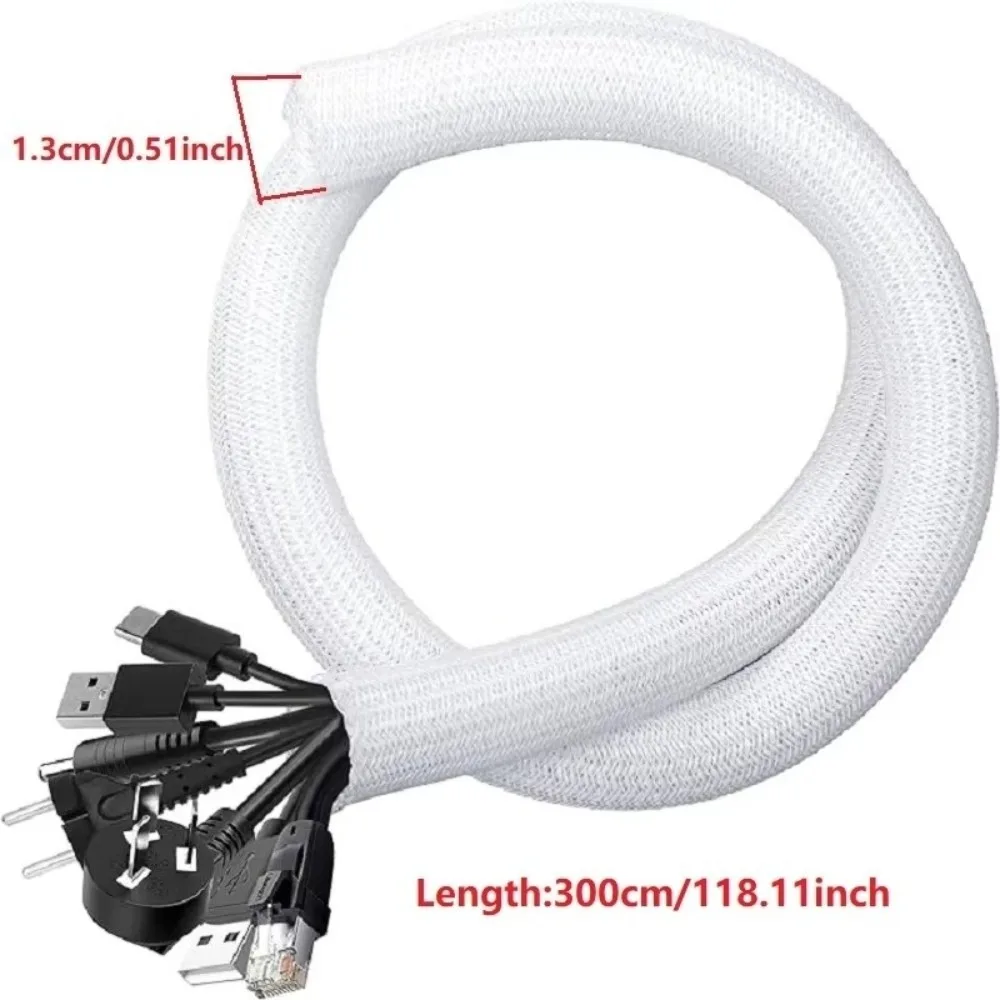 Tube Protector 1M 3 Meters 5M Braided Cable Sleeve PET Nylon Self Closing Cable Wrap Cover Wire Protector For Desk PC TV Wire