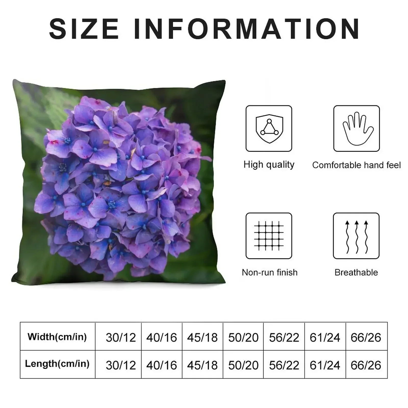 Hydrangea Flower Violet & Blue With Green Foliage Throw Pillow Christmas Throw Pillows Covers autumn pillowcase pillow