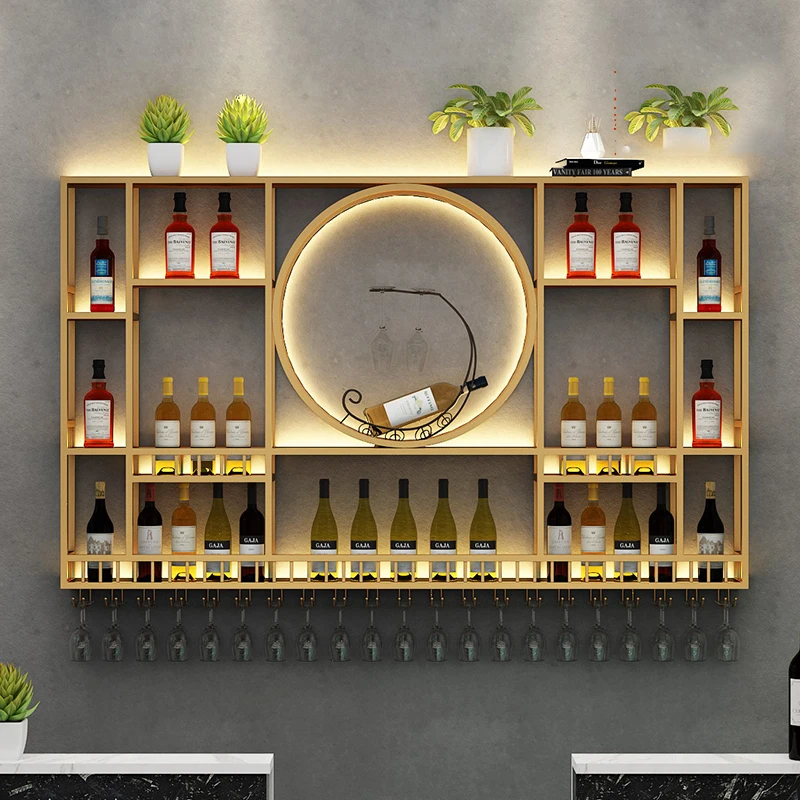 Wall Mounted Glass Wine Rack, Light Miniature Organizer, Sala de estar, Cozinha, Único Spice Wine Rack, Coffee Bar Móveis