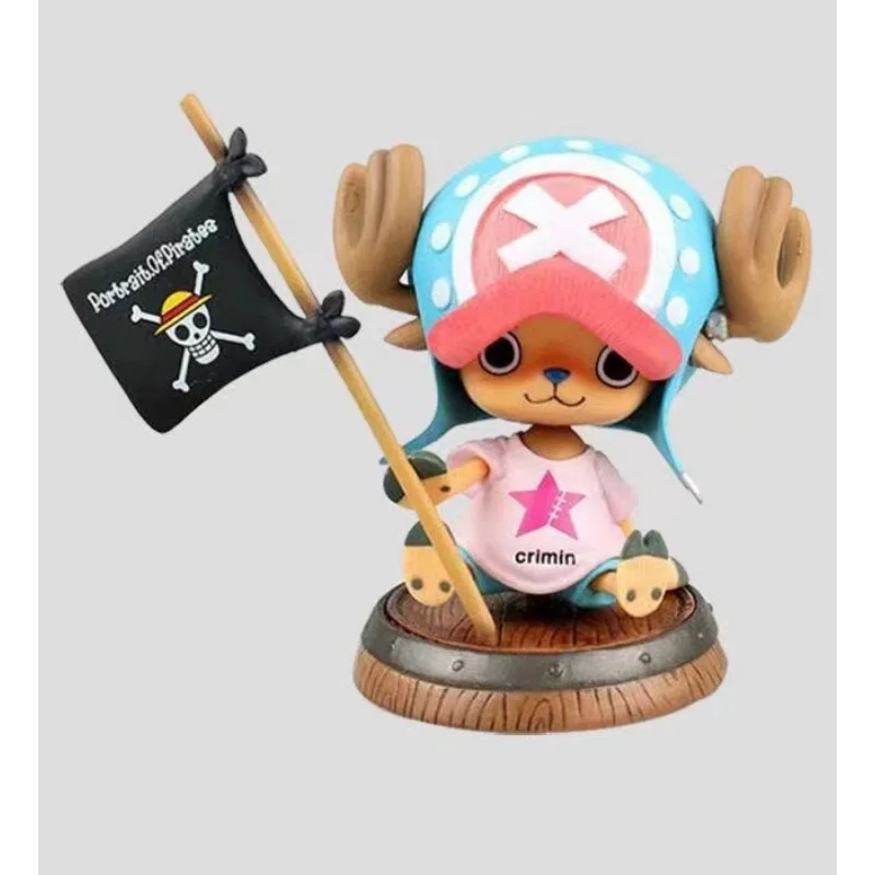 9cm One Piece Figure Anime Chopper With Flag Action Figurine Doll Model Toys PVC Statue Collection Car Decoration Children Gifts