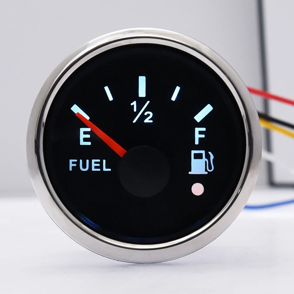52MM Fuel Level Gauge 0-190 Ohm 7 LED Backlight With Alarm For Marine Car RV Camper Yacht Fuel Level Meter 12V/24V