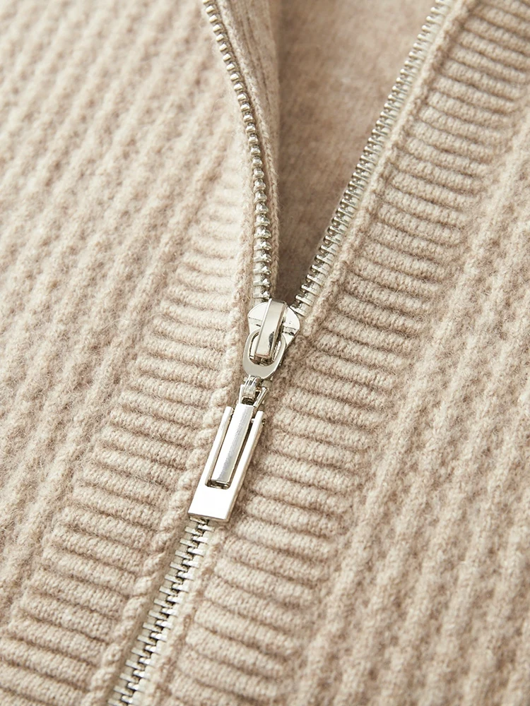 TLOML New Men's Zipper Hoodie Cardigan 100% Merino Wool Sweater Coat Autumn Winter Soft Casual Cashmere Knitwear Popular Tops