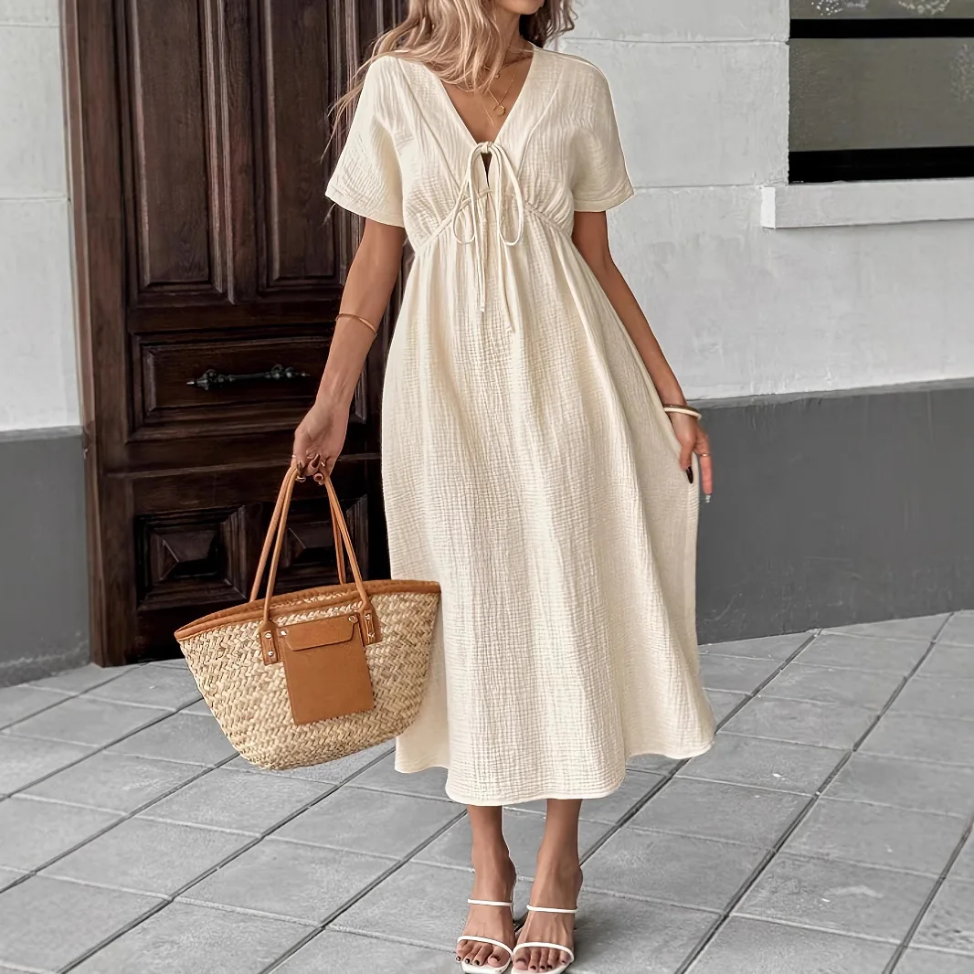 

Spring Summer Bohemian Deep V Neck Maxi Dress Women Dresses Boho Long Sundress Beach Party Evening Gown Casual Outfit