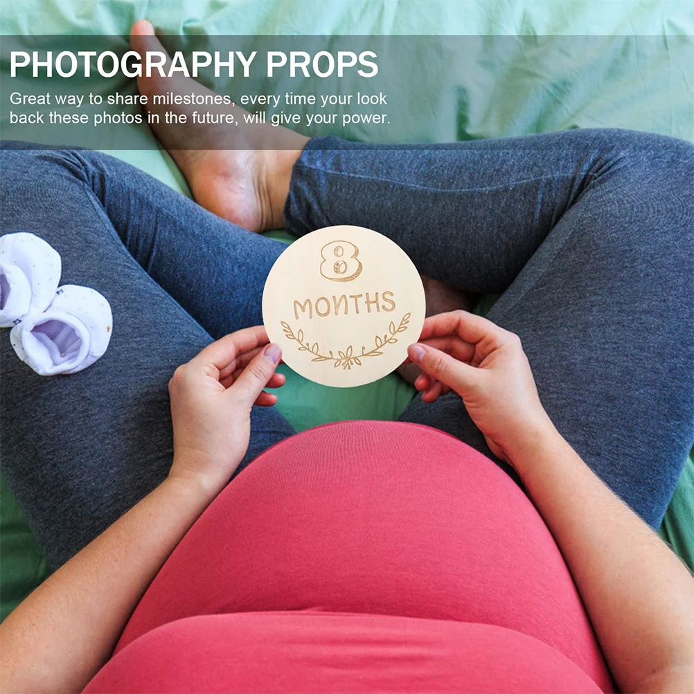 1 مجموعة بطاقات معلم شهرية تسجيل النمو الخشبي دعائم التصوير التذكارية تذكار ذاكرة الحمل