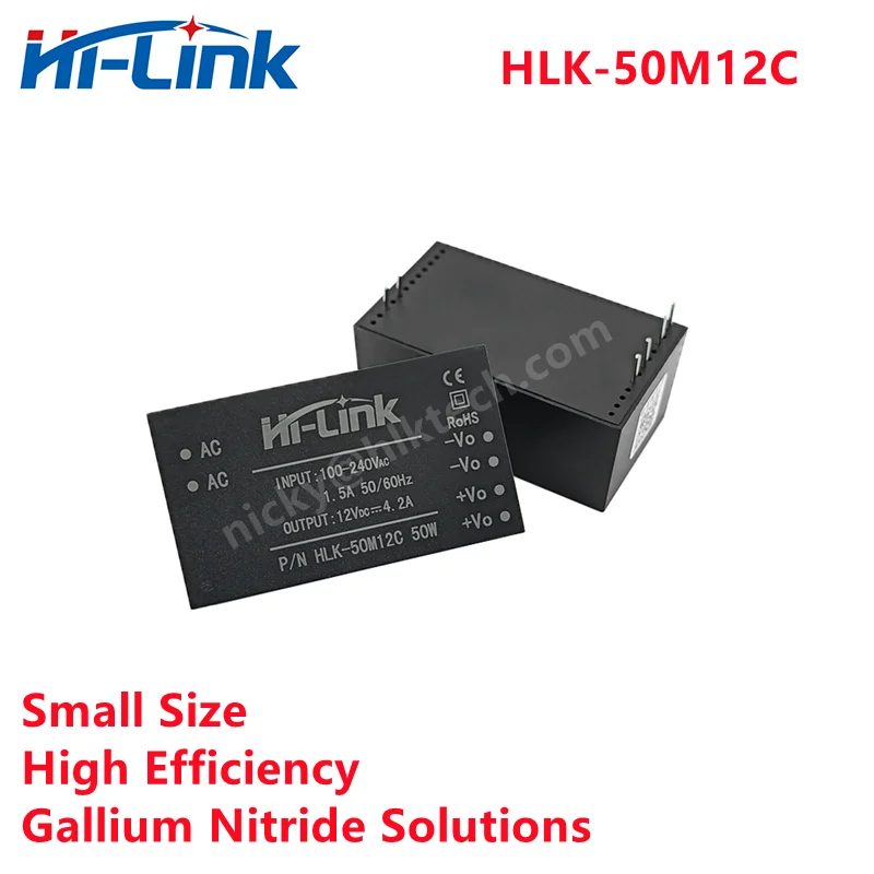 Hi-Link GaN solution HLK-50M12C 50W ACDC 100-240Vac To 12V 4.2A 50W Step-Down Power Transformer Switching Power Supply Module