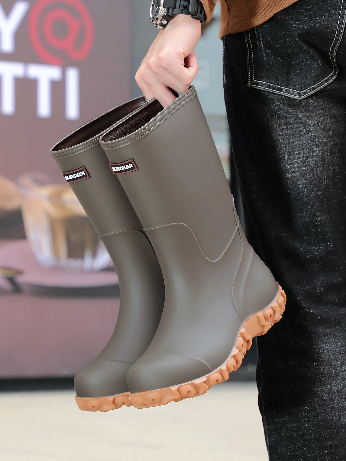 High-Tube Water Shoes Men's Waterproof Non-Slip Comfortable Soft Bottom Work Boots for Car Wash Fishing Rainforest Hiking Kit...